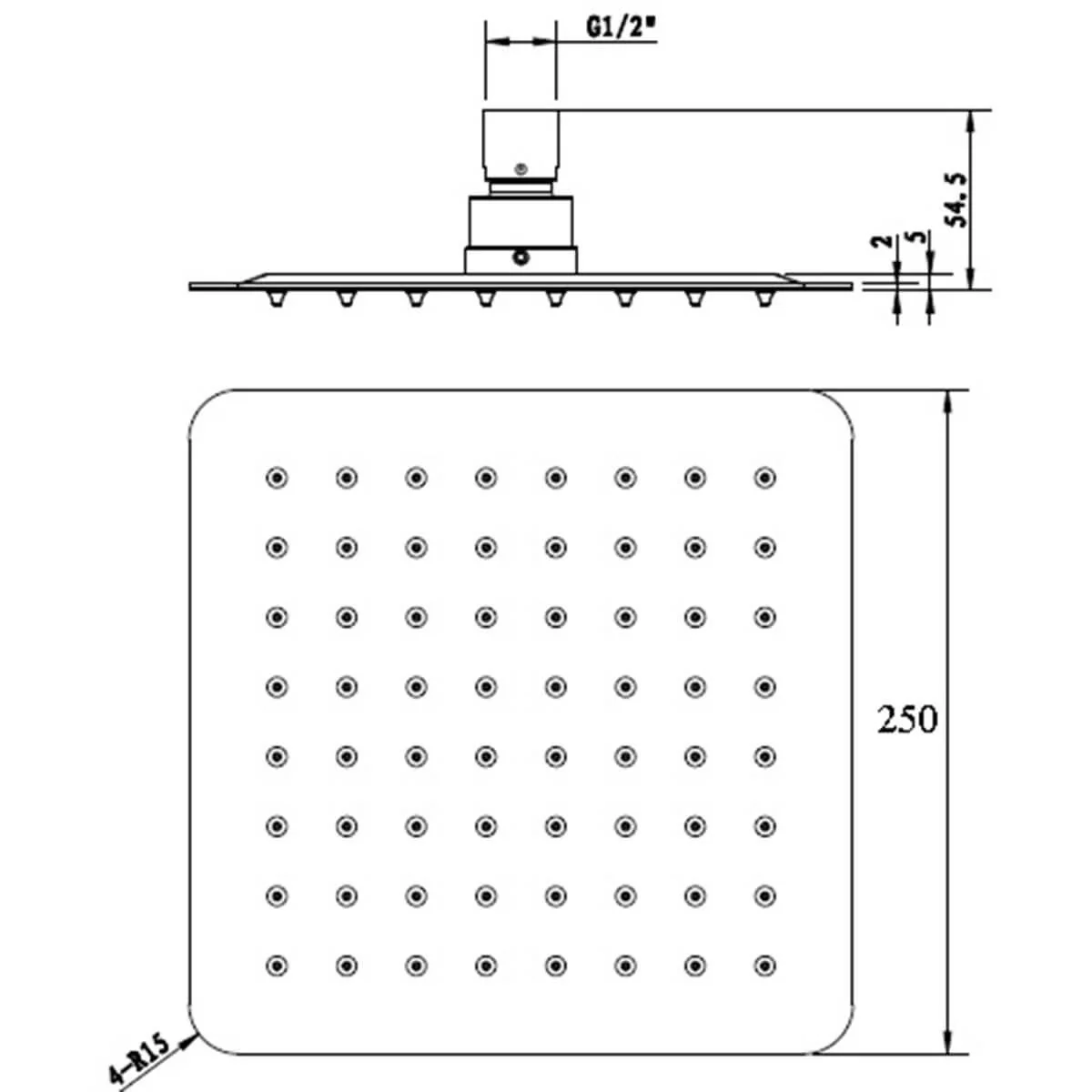 Iris Square Rain Shower Head 250mm - Image 7