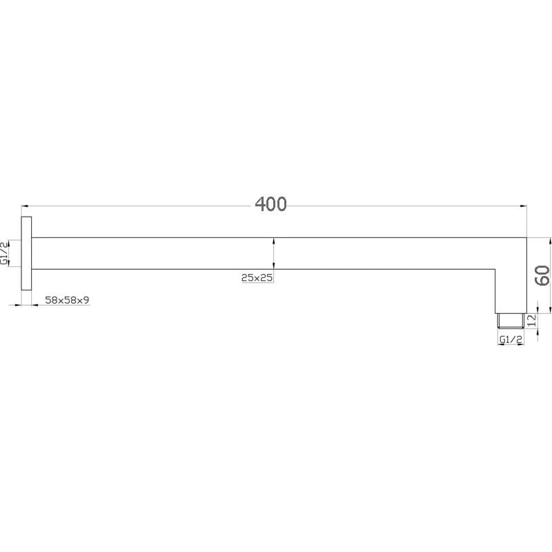 Iris Square Wall Mounted Shower Arm 400mm - Image 6
