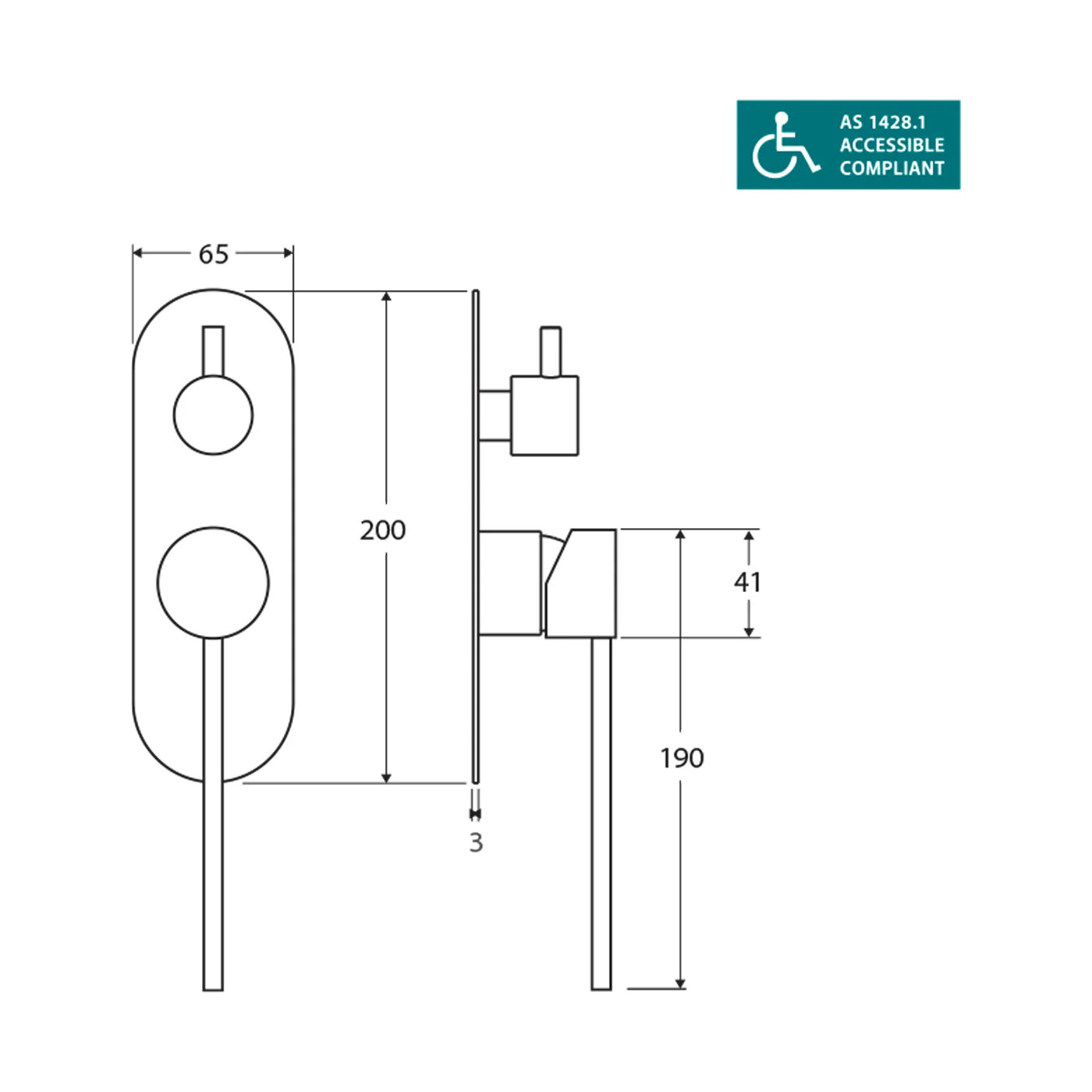 Isabella Disable Care DDA Diverter Shower Wall Mixer - Image 3