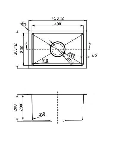 Juno Small Handmade Stainless Steel Sink 200mm Deep - Image 4