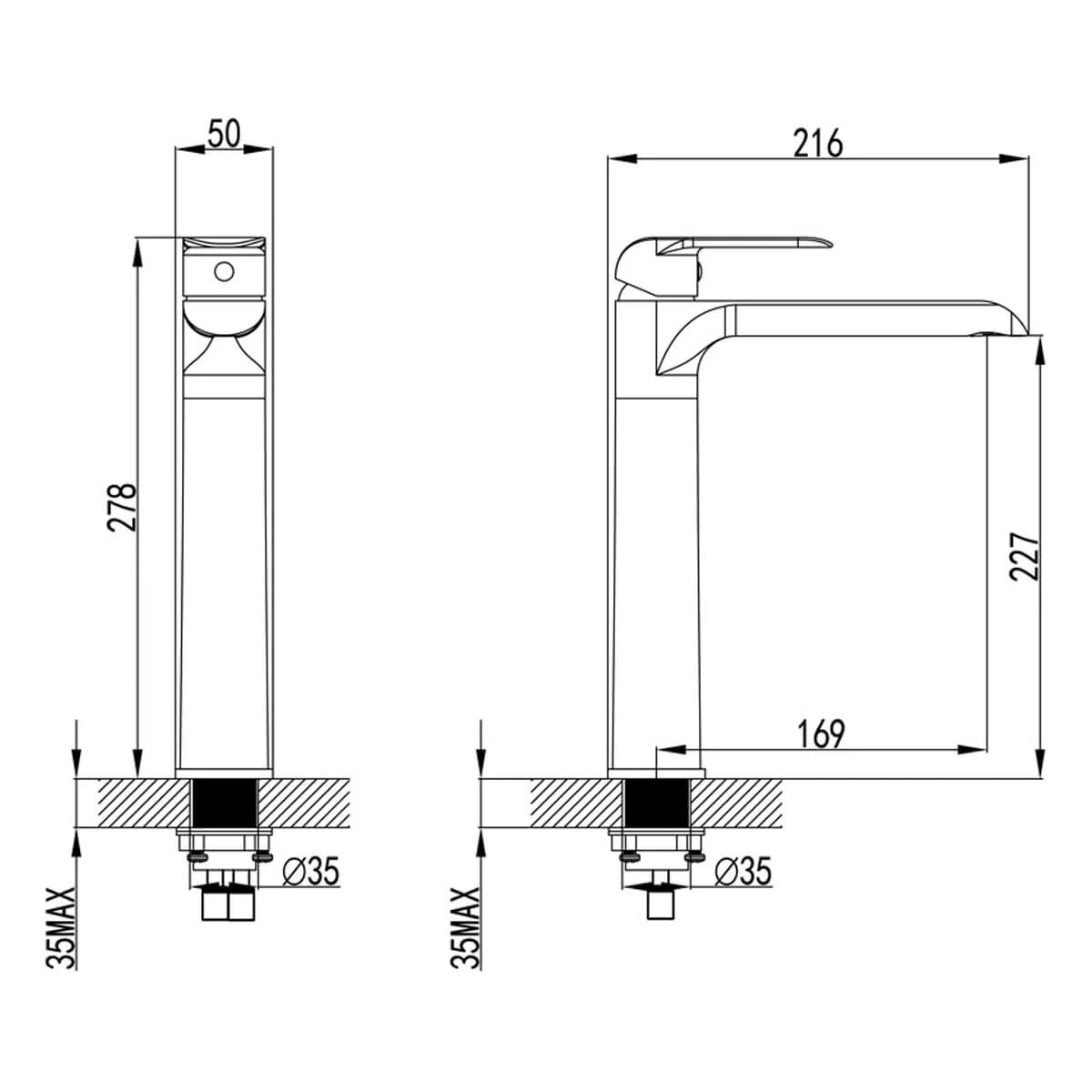 Kara Tall Basin Mixer Curved Tip Handle - Image 5