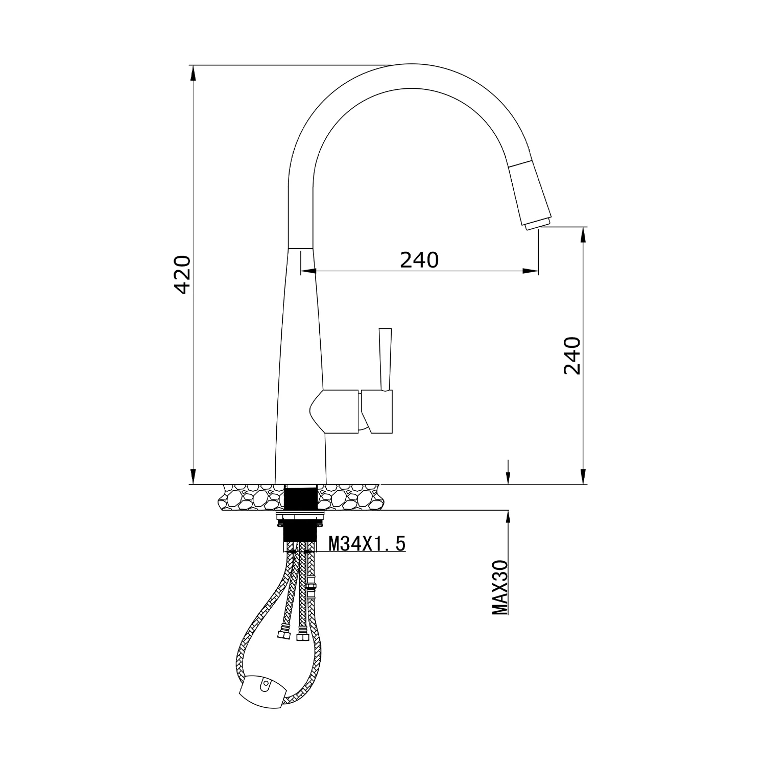 Kasper Pull-Out Sink Mixer - Image 9