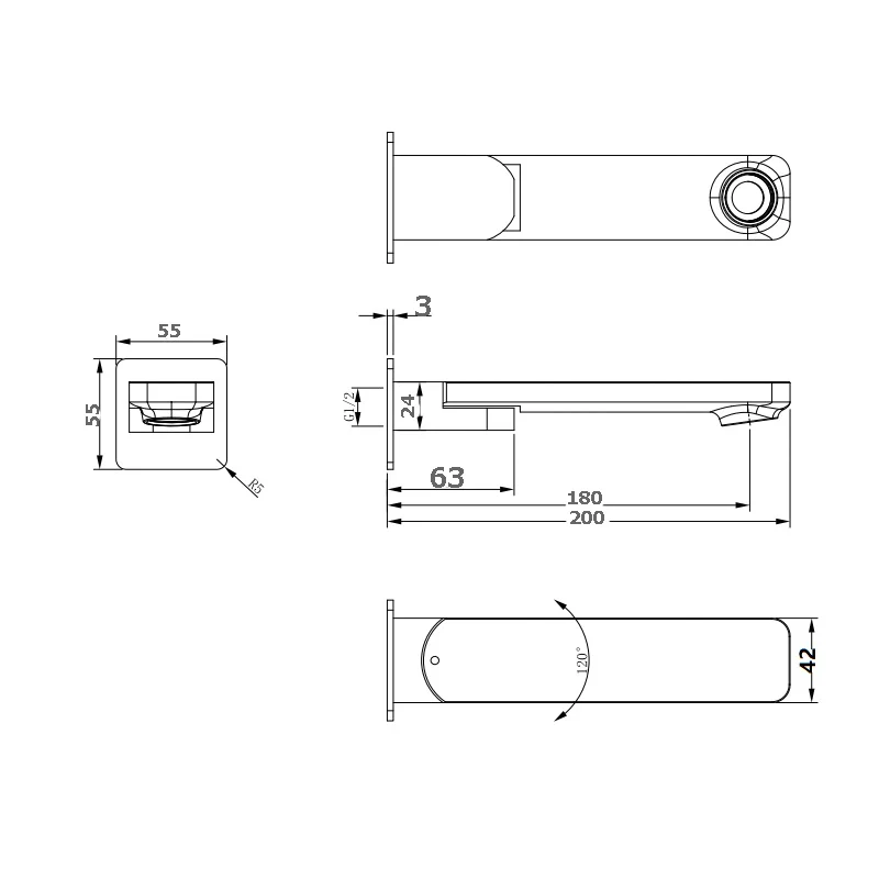 Kasten Elegant Swivel Bath Outlet 200mm - Image 6