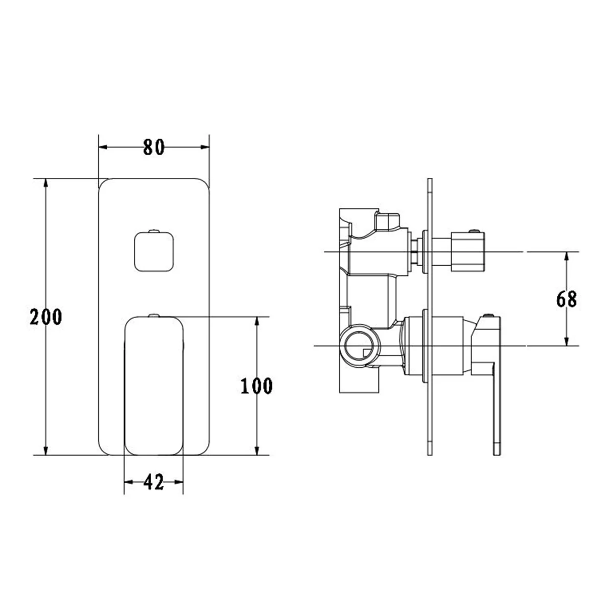 Kasten Square Shower Wall Mixer with Diverter - Image 6