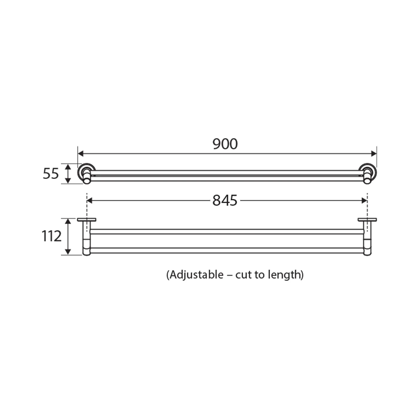 Kaya Double Round Towel Rail 900mm - Image 7