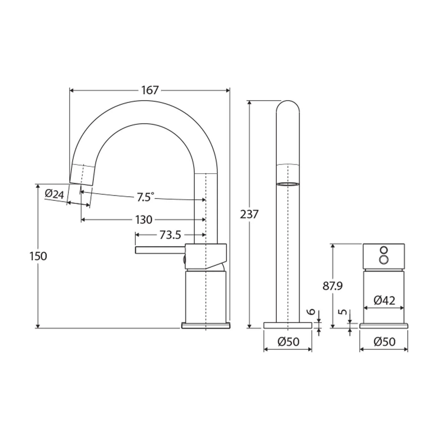 Kaya Gooseneck Hob Mixer Set - Image 3