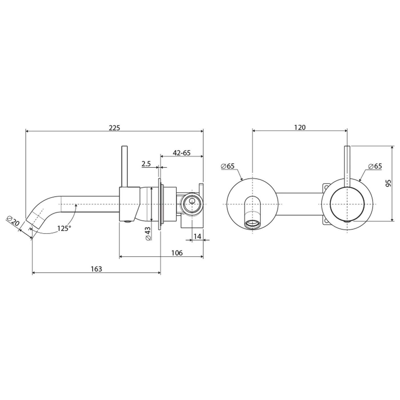 Kaya Upright Handle Wall Mixer Set with Backplate - Image 7