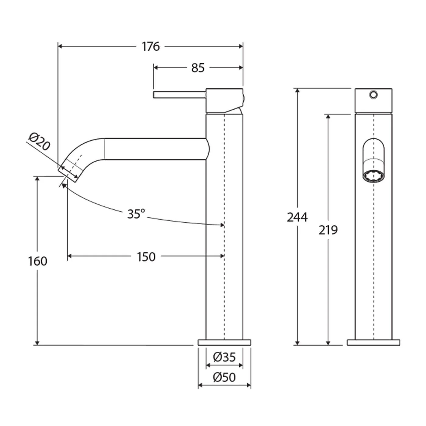 Kaya Mid Rise Pin Handle Basin Mixer - Image 7