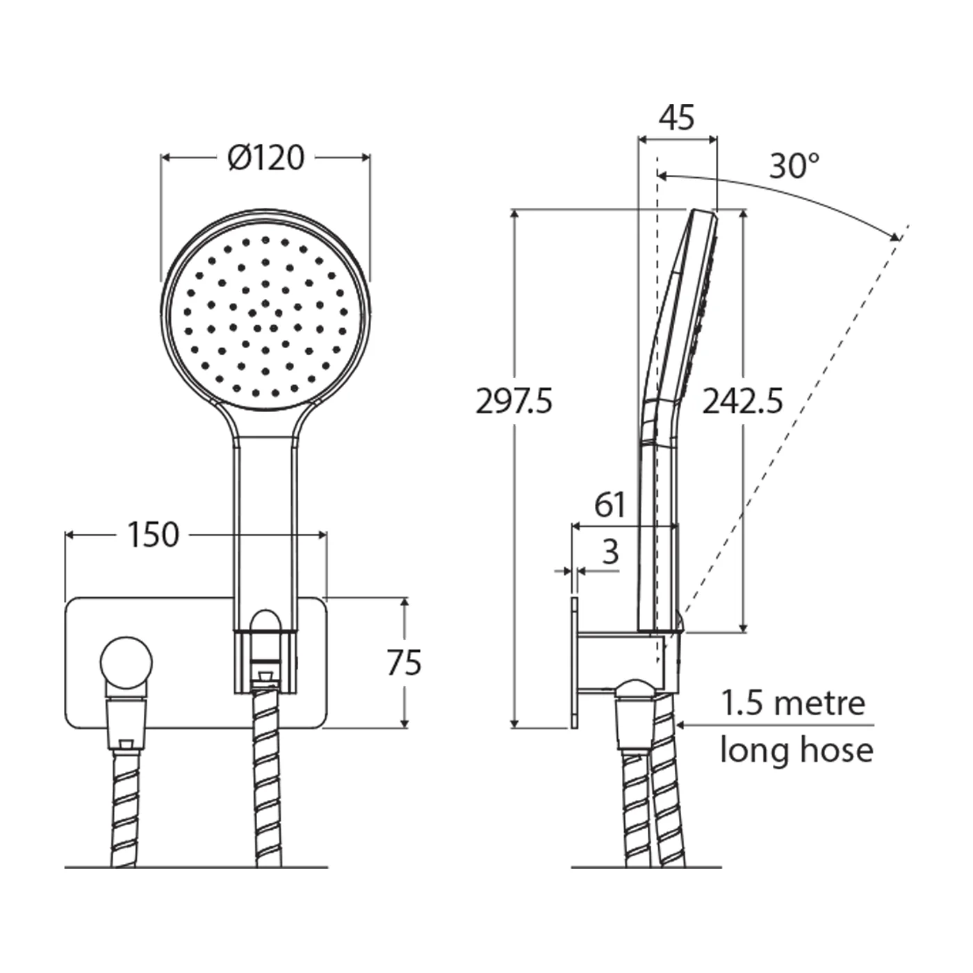 Kaya Shower Handset with Backplate - Image 6