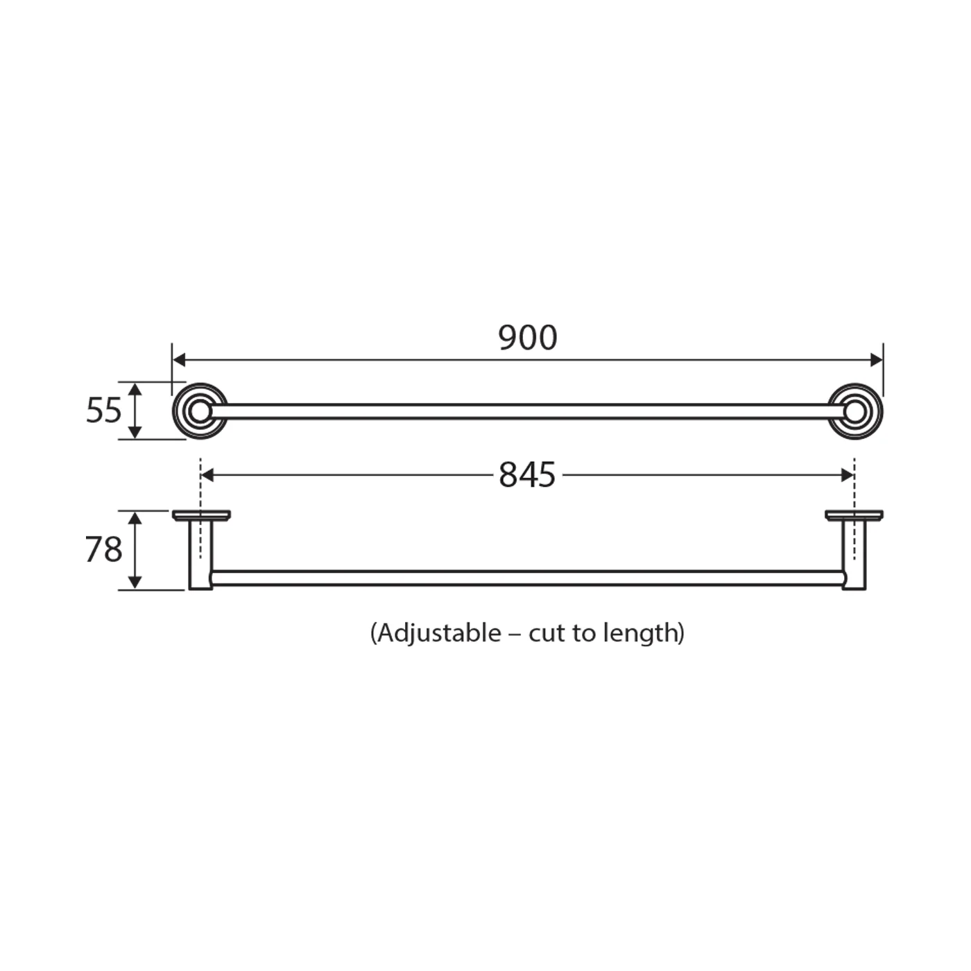 Kaya Single Round Towel Rail 900mm - Image 7