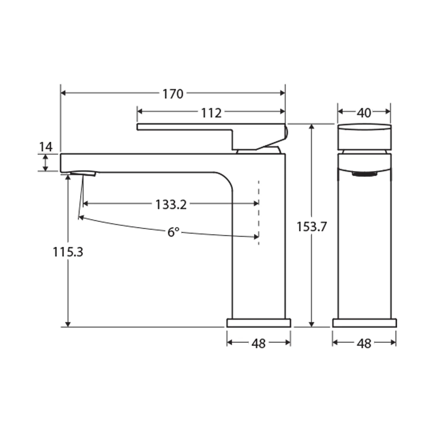 Tono Square Short Basin Mixer - Image 6
