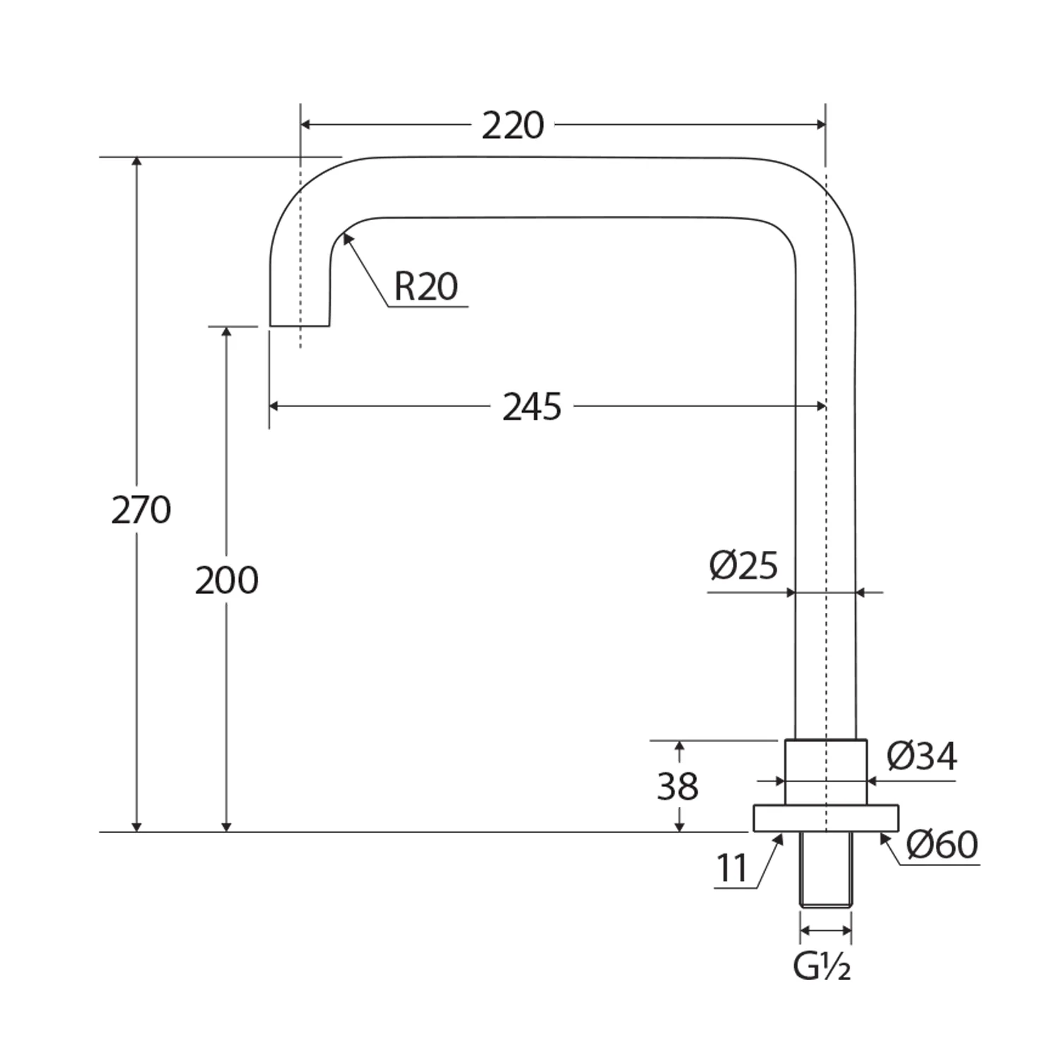 Kaya Squareline Hob Outlet Spout - Image 8