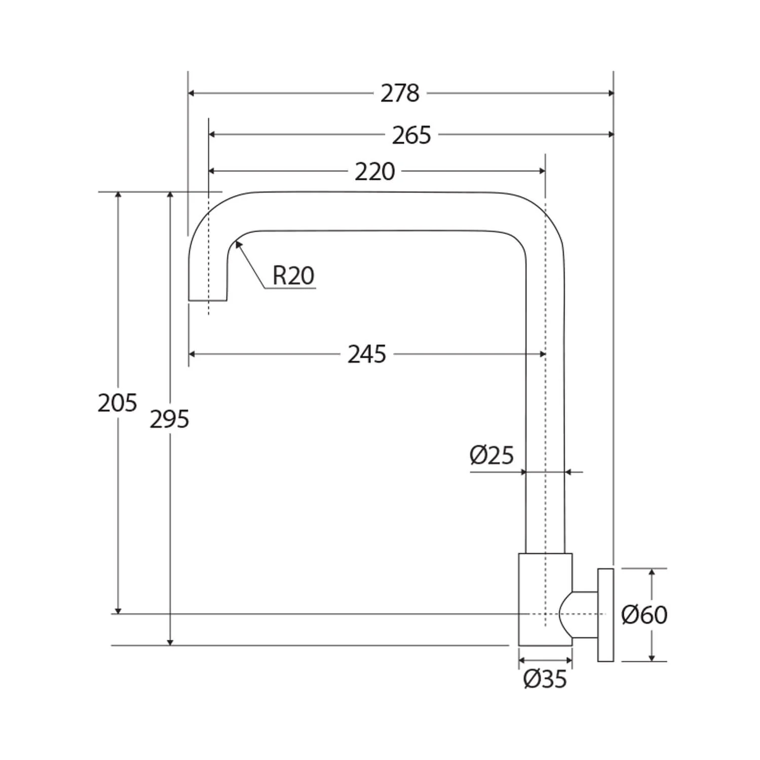 Kaya Squareline Wall Swivel Outlet Spout - Image 8