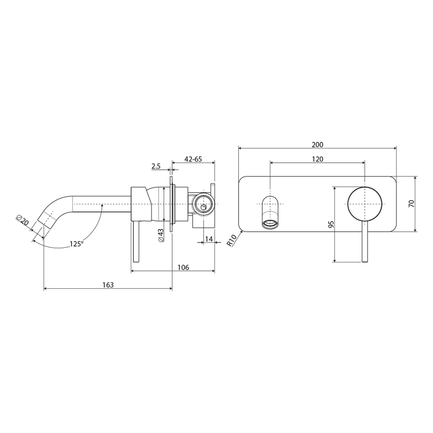 Kaya Wall Mixer Set with Spout - Image 7
