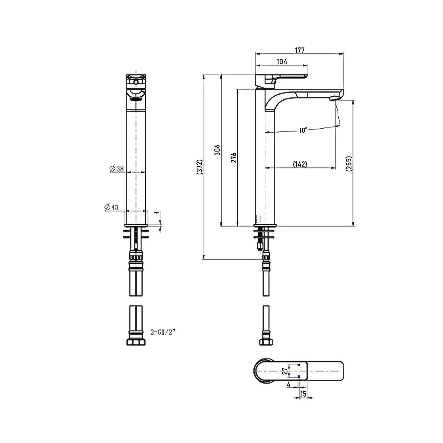 Kiama Brass Tall Basin Mixer - Image 5