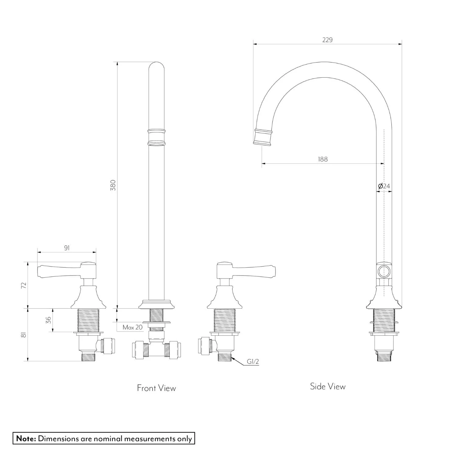 Kingsley Hob Assembly Tap Set - Image 7