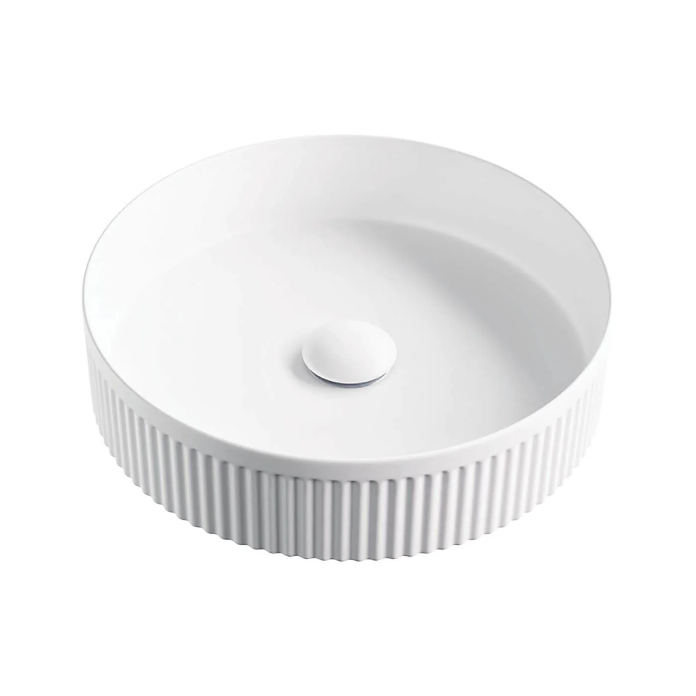 Kira Circle Fluted Above Counter Ribbed Basin 370x370mm - Image 2