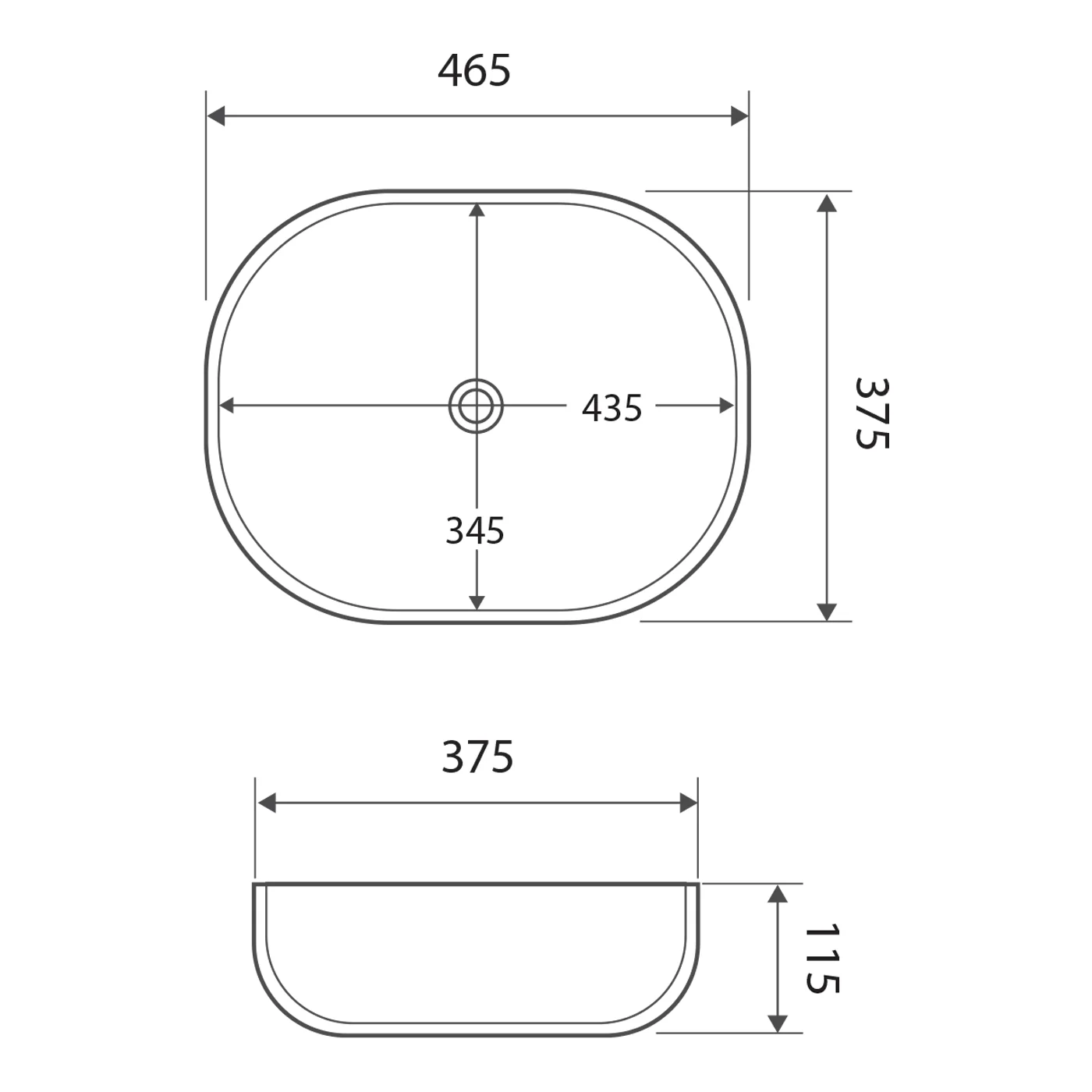 Koko Curved Above Counter Basin 465x375mm - Image 5