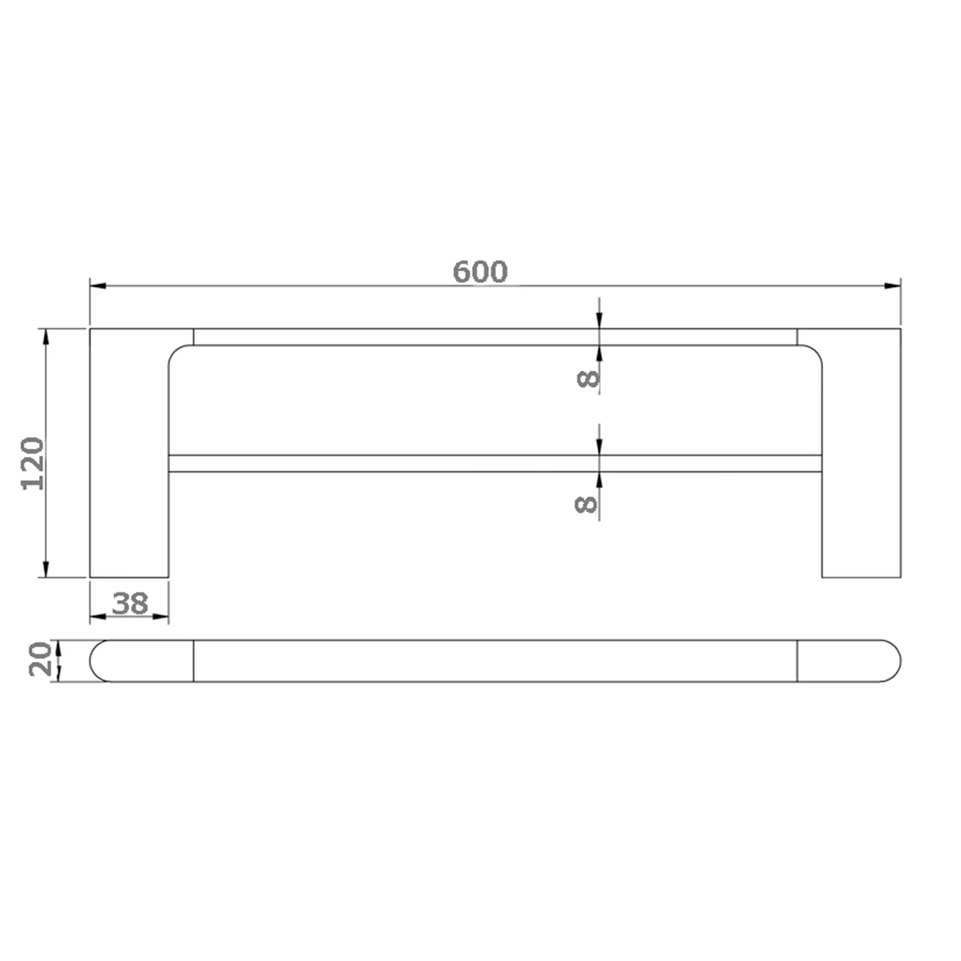 Kompakt Double Towel Rail 600/800mm - Image 7