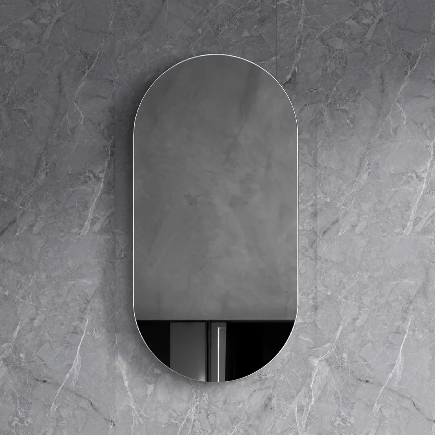 Krystal Oval Mirror Cabinet 450x900mm