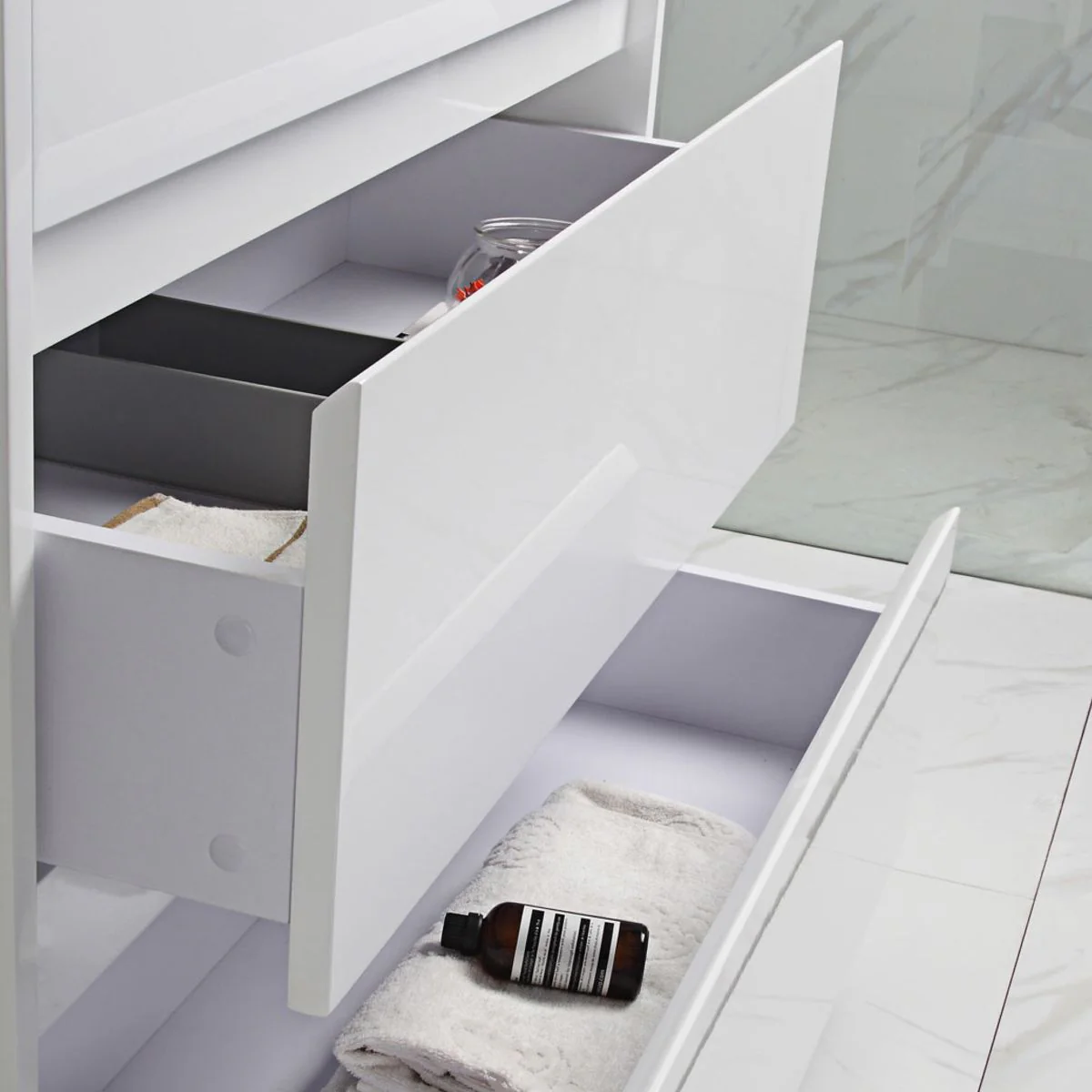 Leona White Drawers Only Floor Mounted Vanity - Image 7