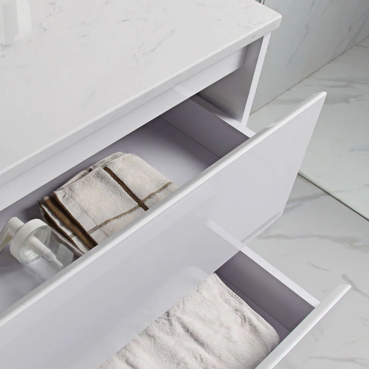 Leona White Drawers Only Wall Hung Vanity - Image 8