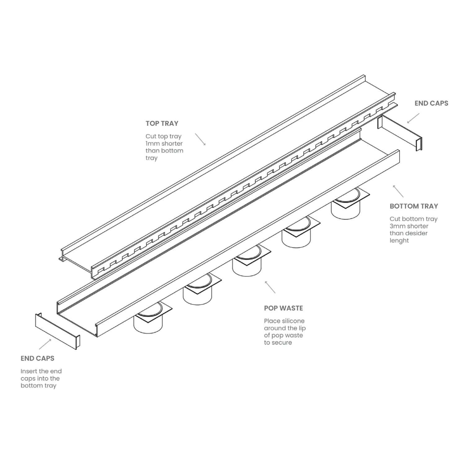 Lauxes Tile Insert Plus Shower Grate 35x100mm - Image 3