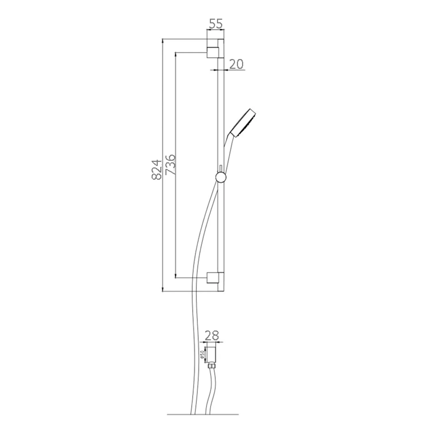 Leah Sliding Shower Rail System Detachable Handset - Image 3