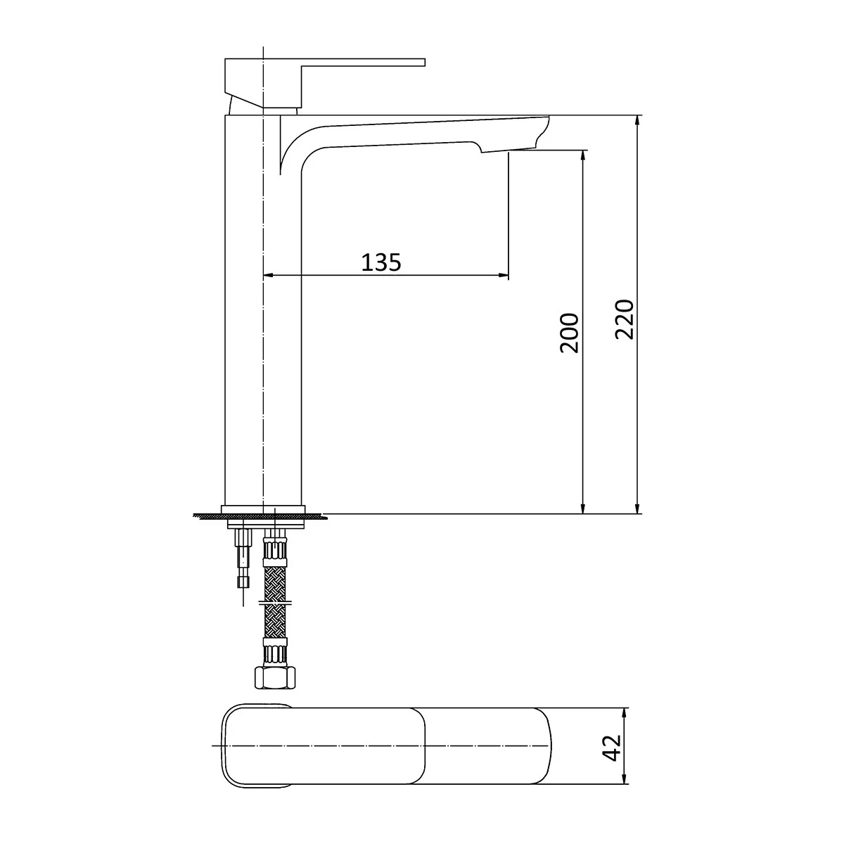 Levi Smooth Edge Tall Basin Mixer - Image 4