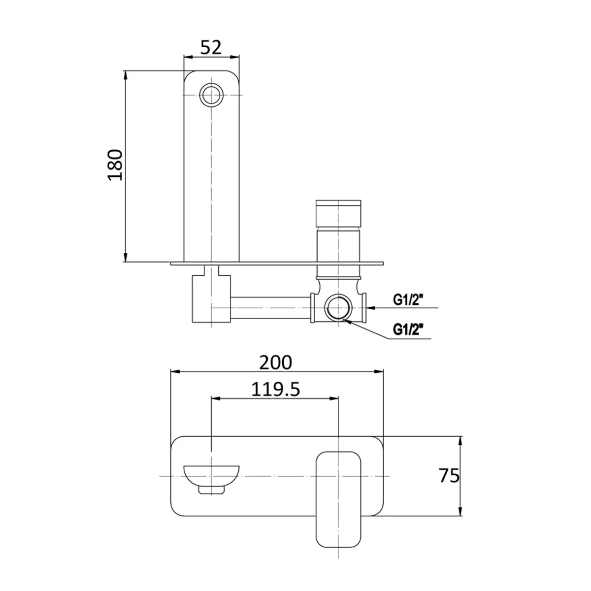 Levi Smooth Edge Wall Mixer with Spout Set - Image 4