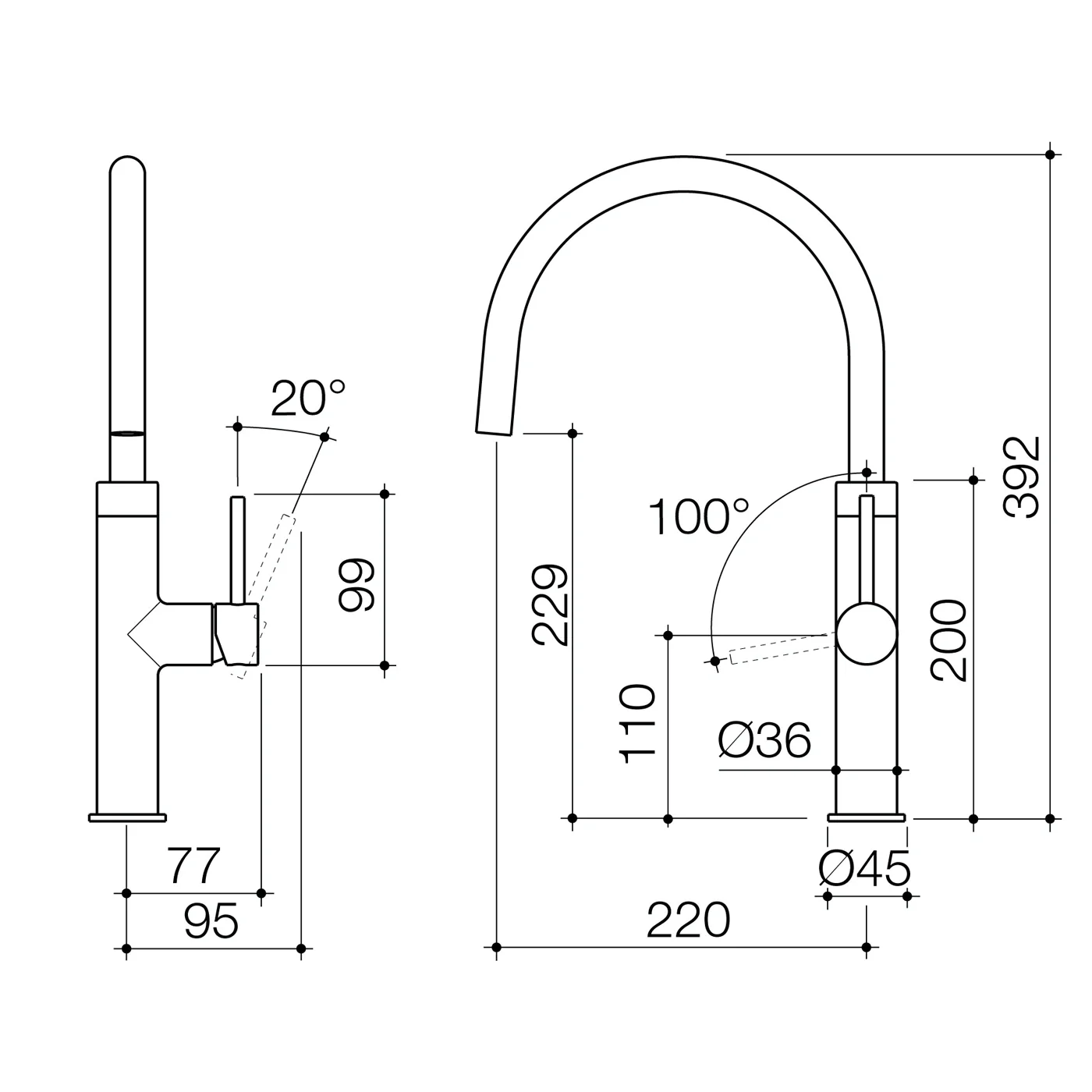 Liano II Gooseneck Sink Mixer - Image 7