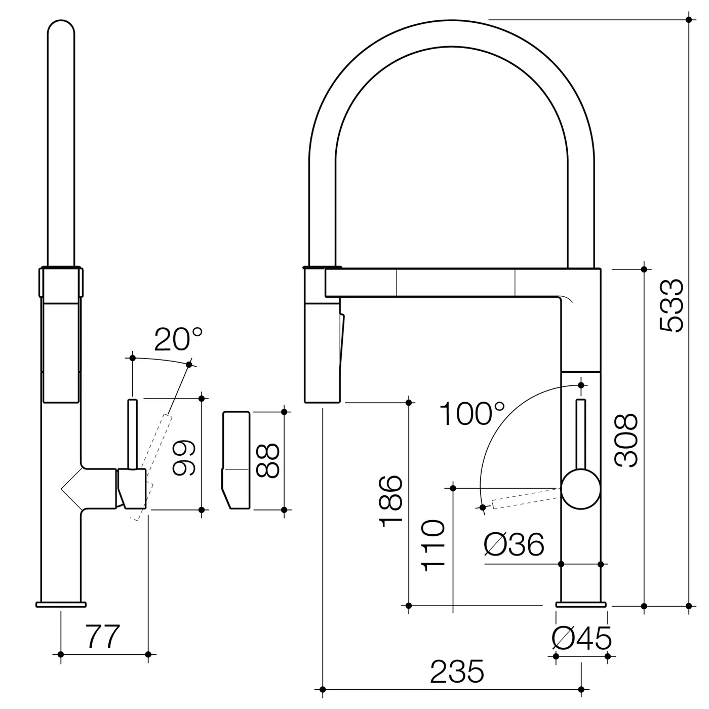 Liano II Pull Down Sink Mixer - Image 7