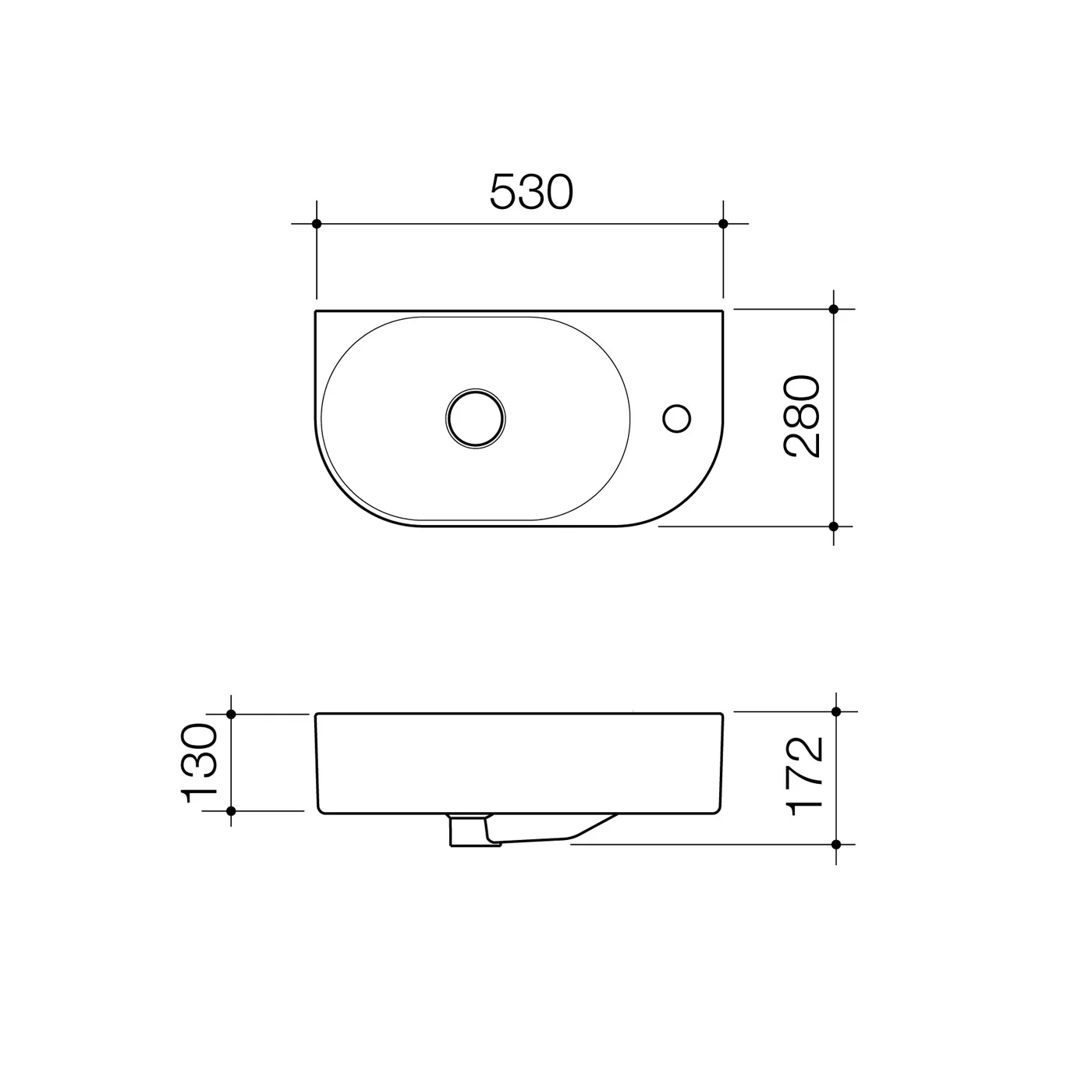 Liano II Wall Hung Basin 530x280mm - Image 8
