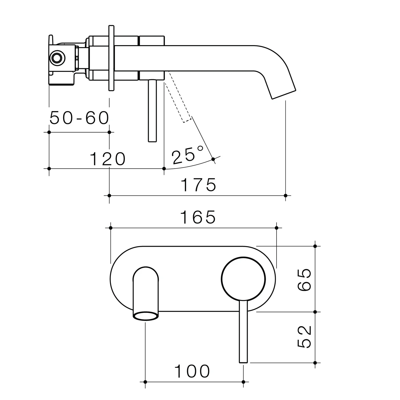 Liano II Wall Mixer Spout Set Single Backplate - Image 6