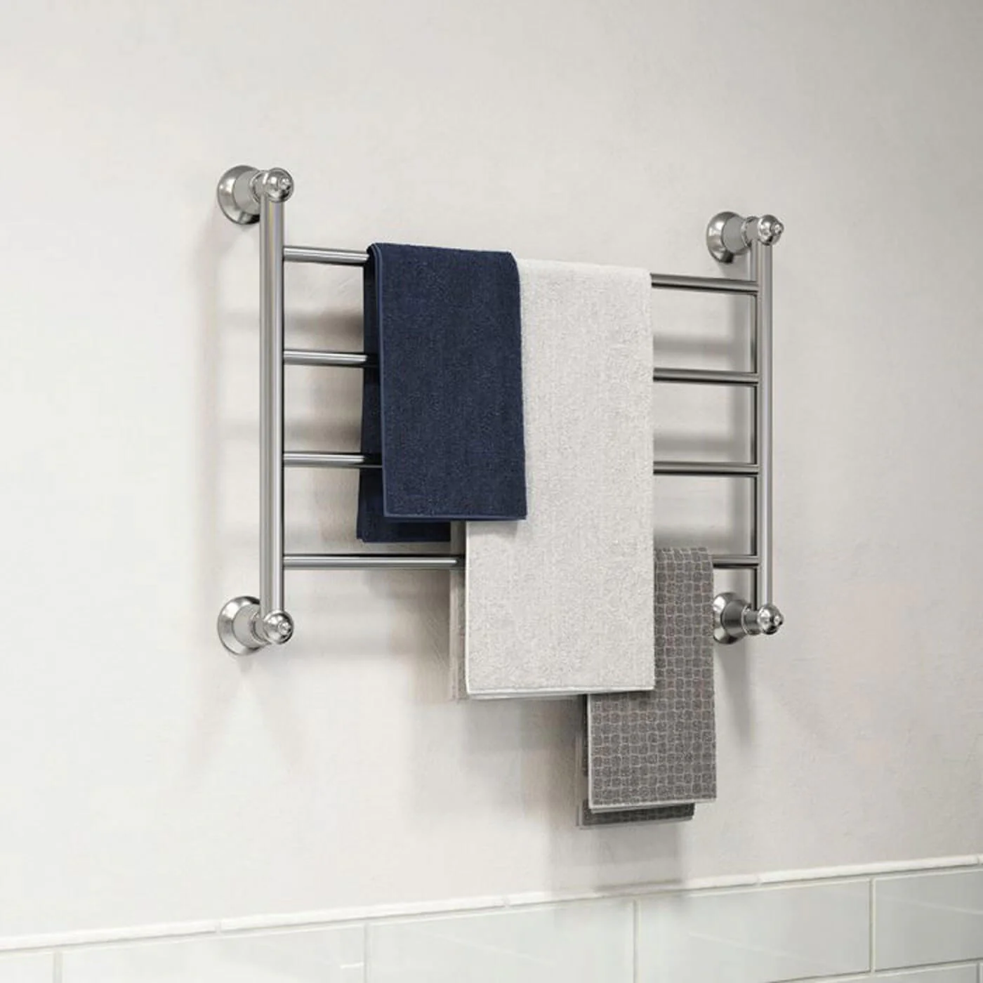 Lillian 4 Bar Heated Towel Rack 600x450mm - Image 5