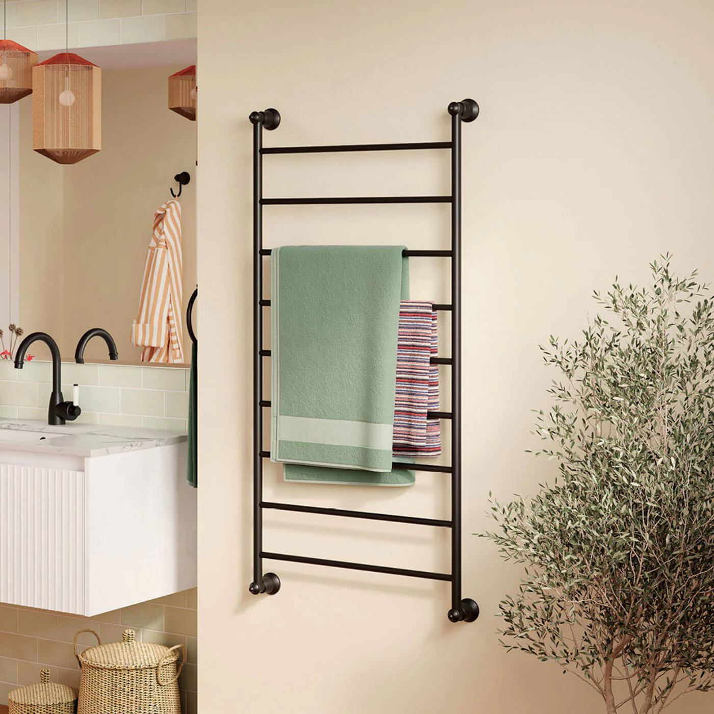 Lillian 9 Bar Heated Towel Rack 600x1200mm - Image 5