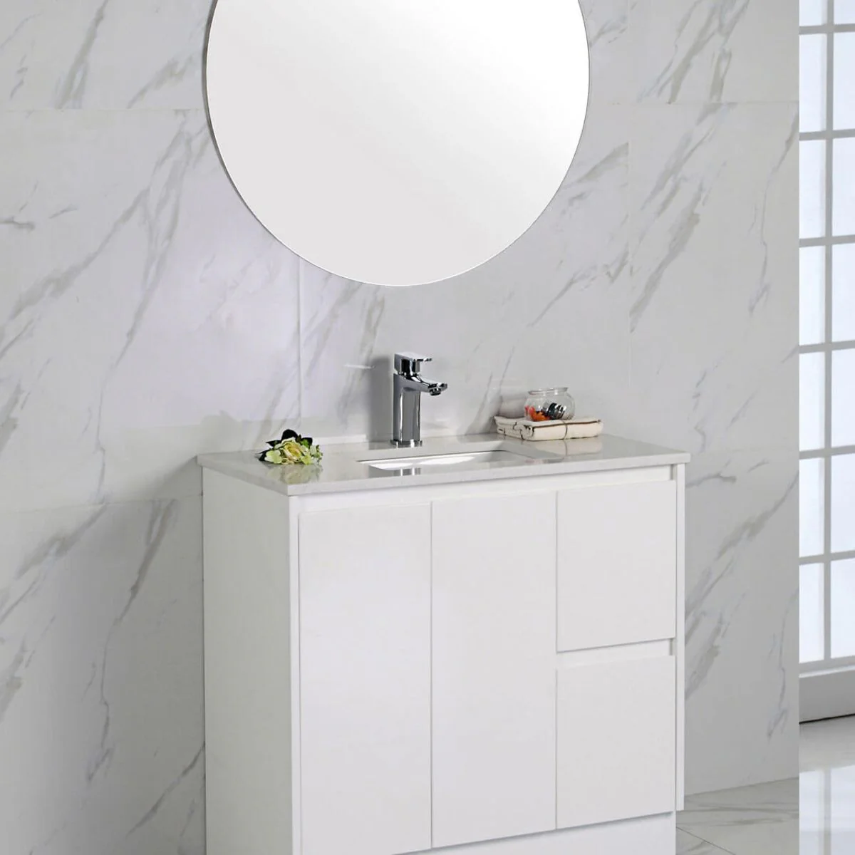 Limson White Soft-Close Floor Mounted Vanity - Image 8