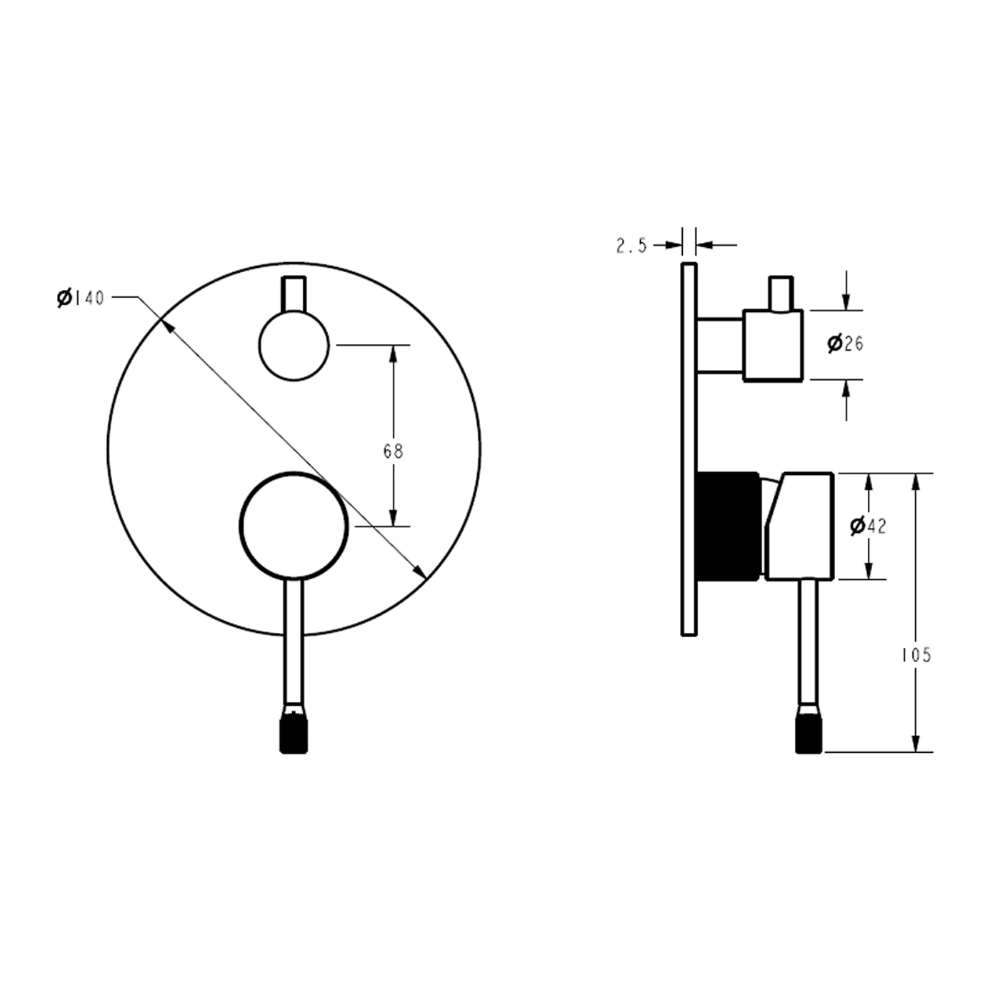 Linie Fluted Large Diverter Wall Mixer - Image 5