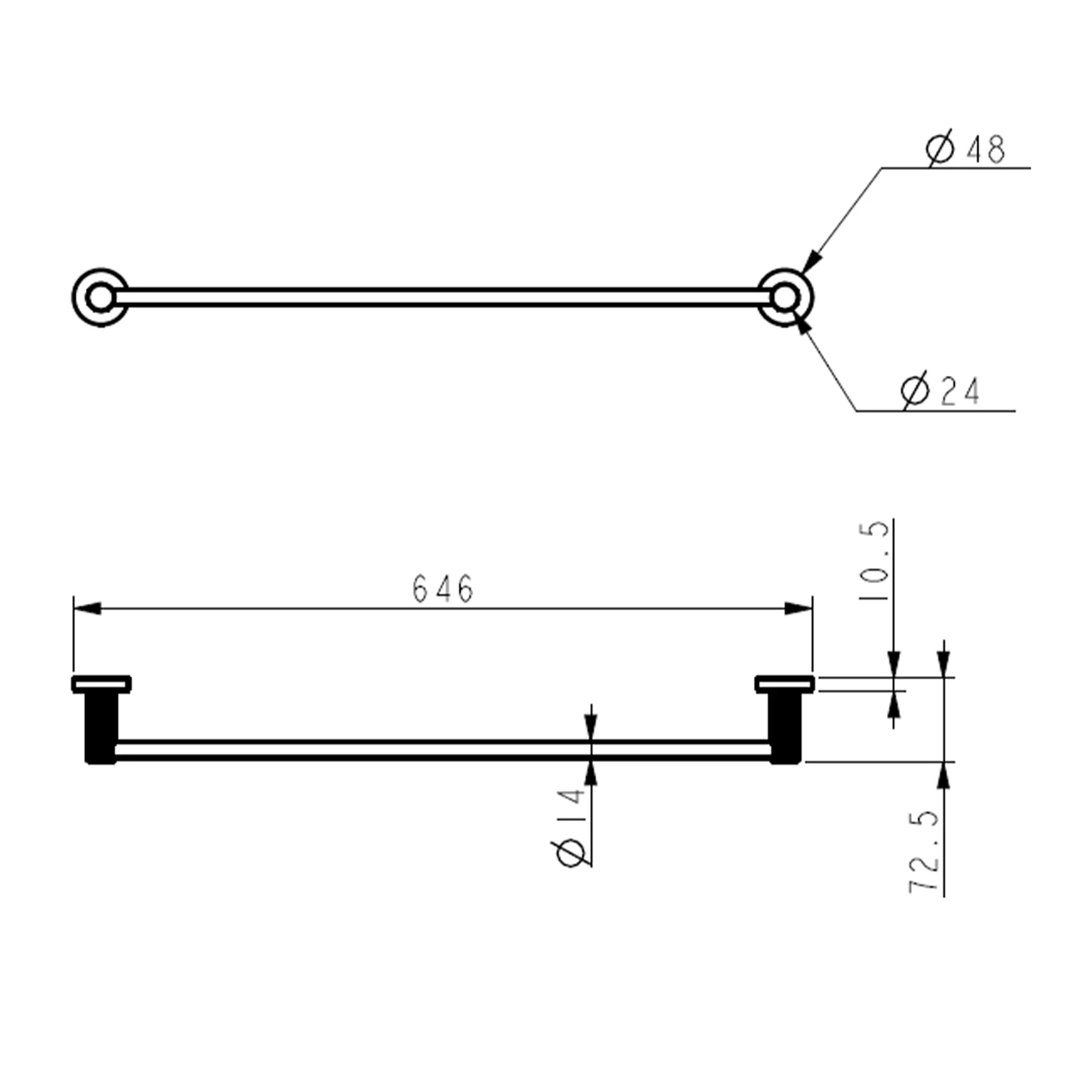 Linie Fluted Single Towel Rail - Image 5