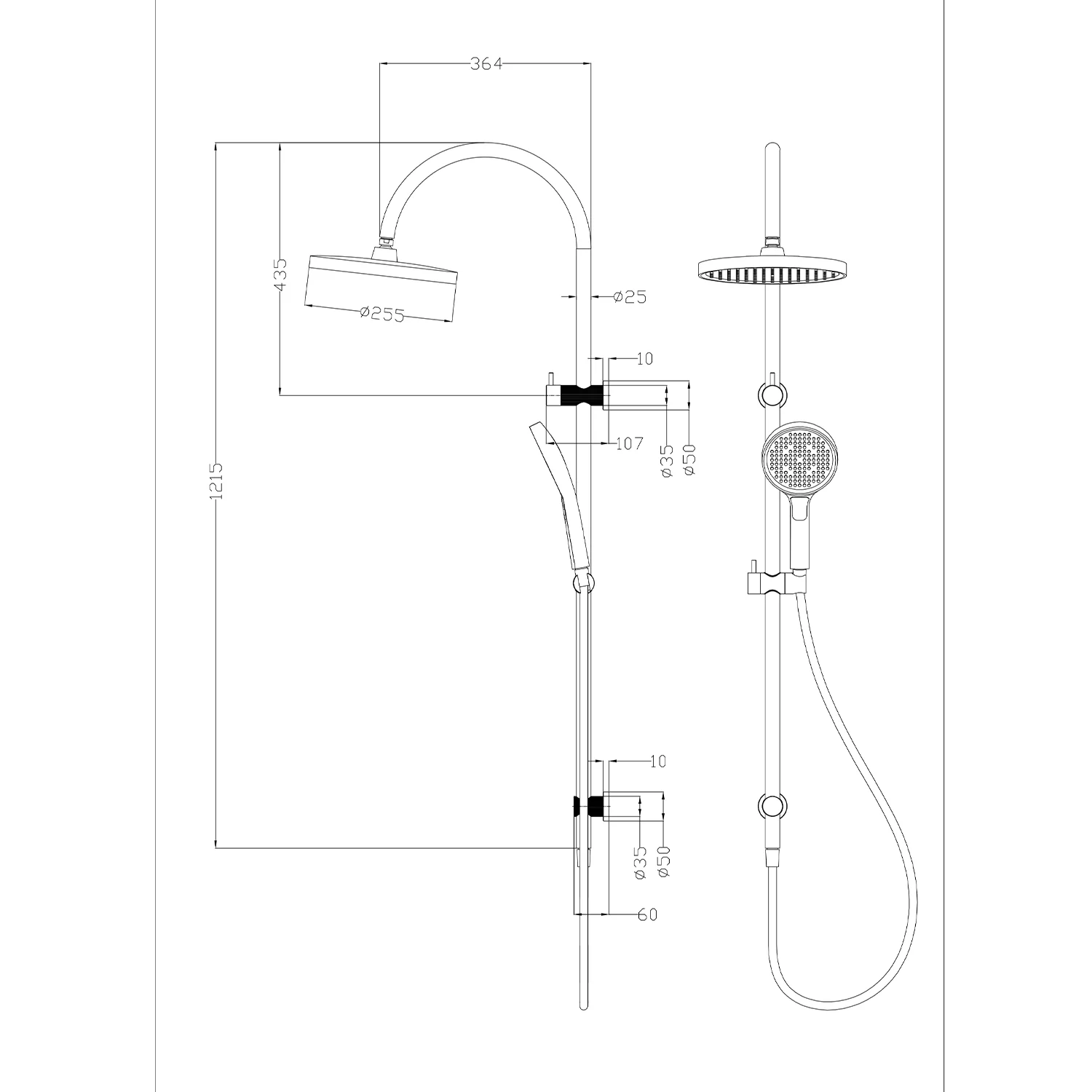 Linie Gooseneck Twin Shower Rail - Image 5
