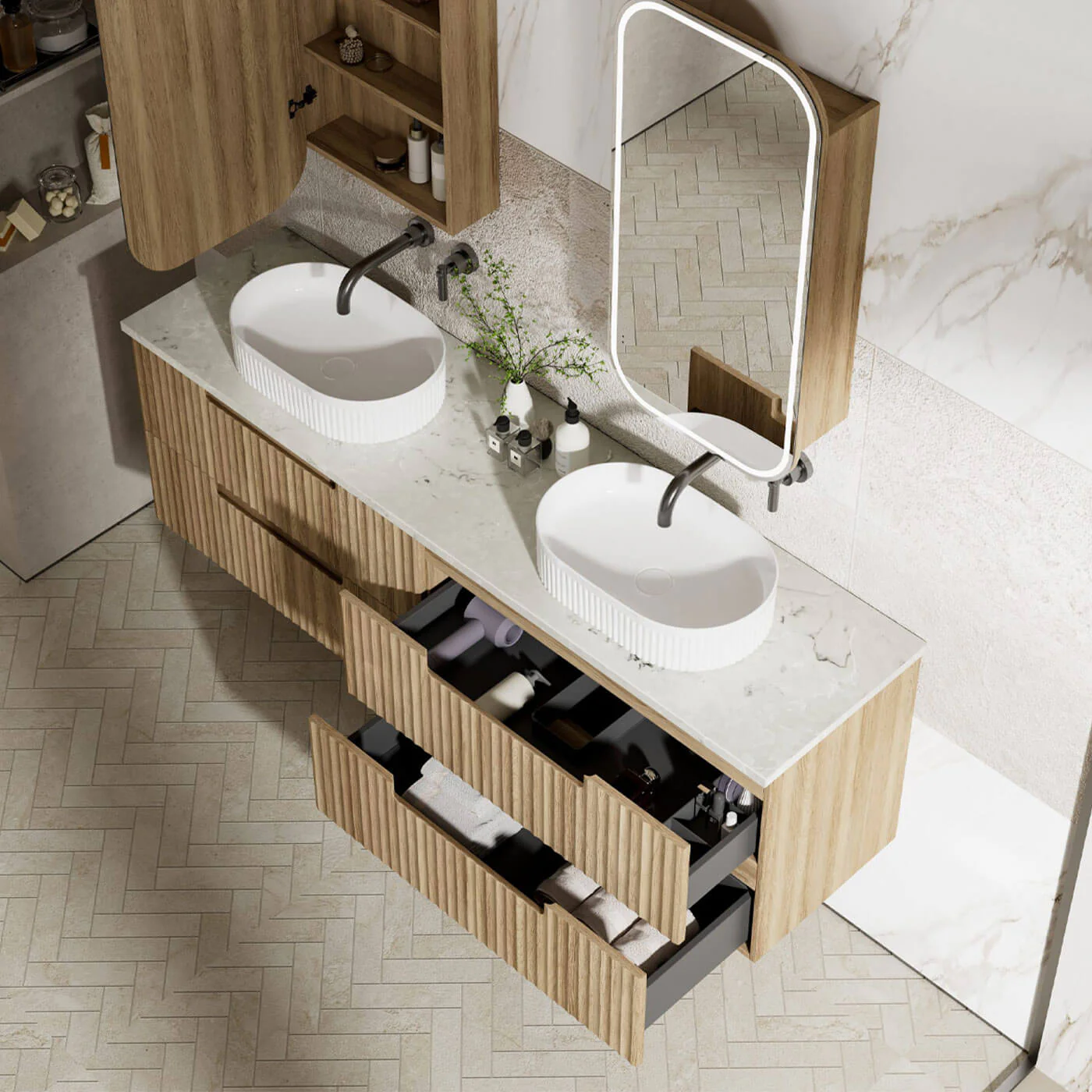 Lovina Fluted Wall Hung Vanity - Image 7
