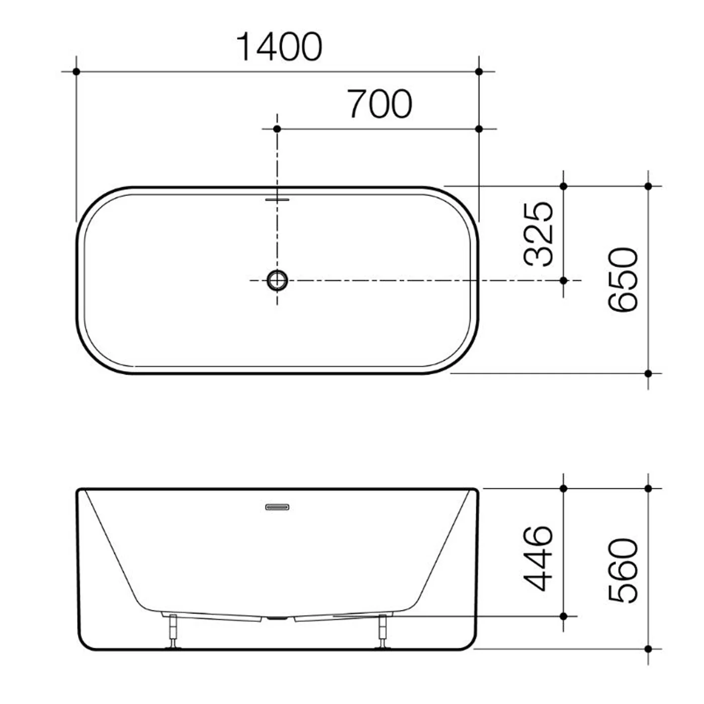 Luna Overflow Freestanding Acrylic Bathtub 1400mm - Image 2