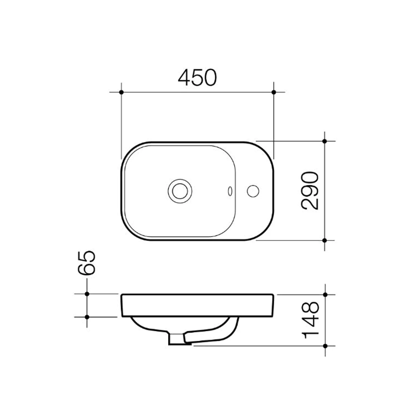 Luna Semi Inset Basin 450x290mm - Image 2