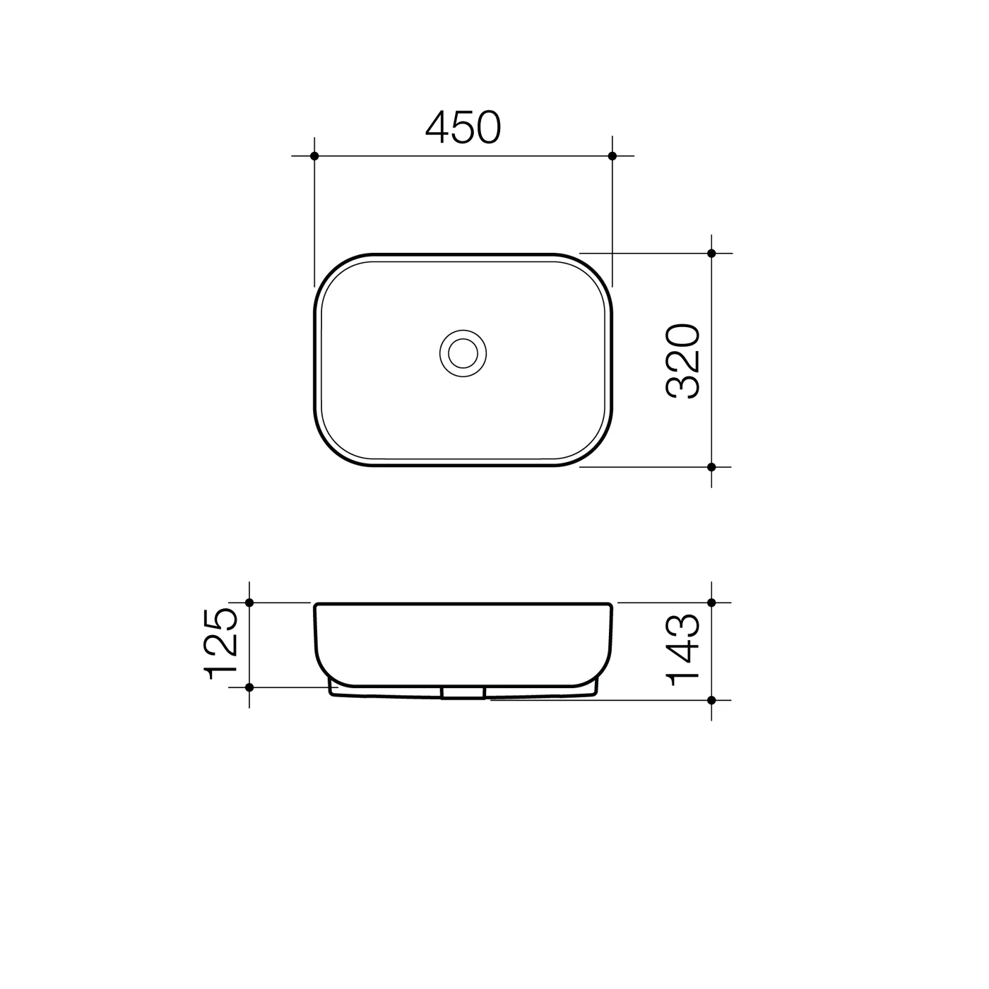 Luna Semi Recessed Basin 450x320mm - Image 2