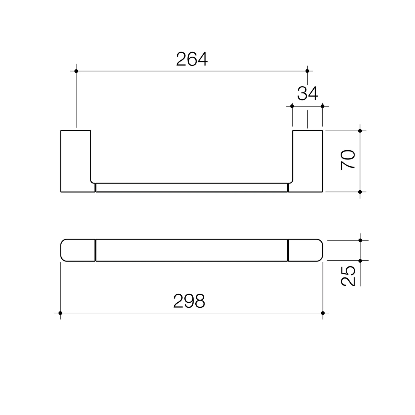 Luna Square Hand Towel Rail 300mm - Image 5