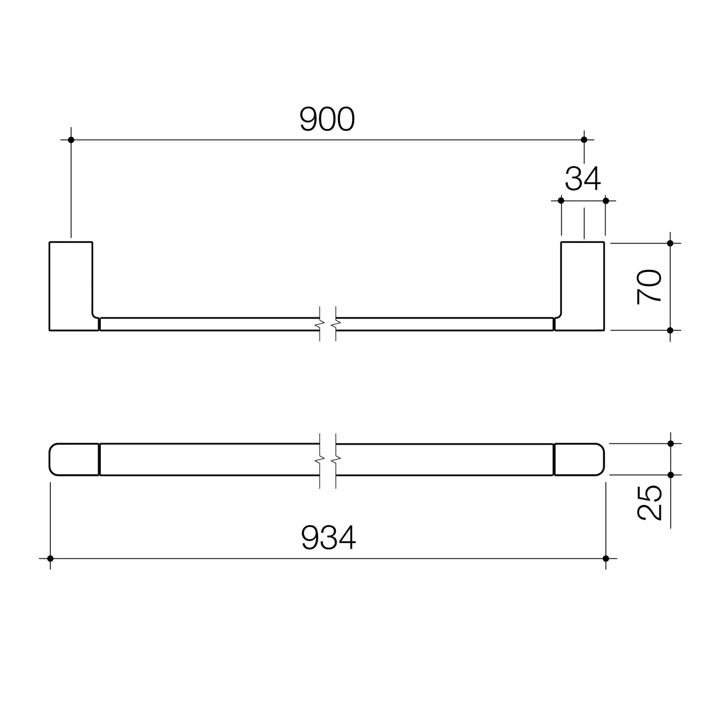 Luna Square Single Towel Rail 600/900mm - Image 5