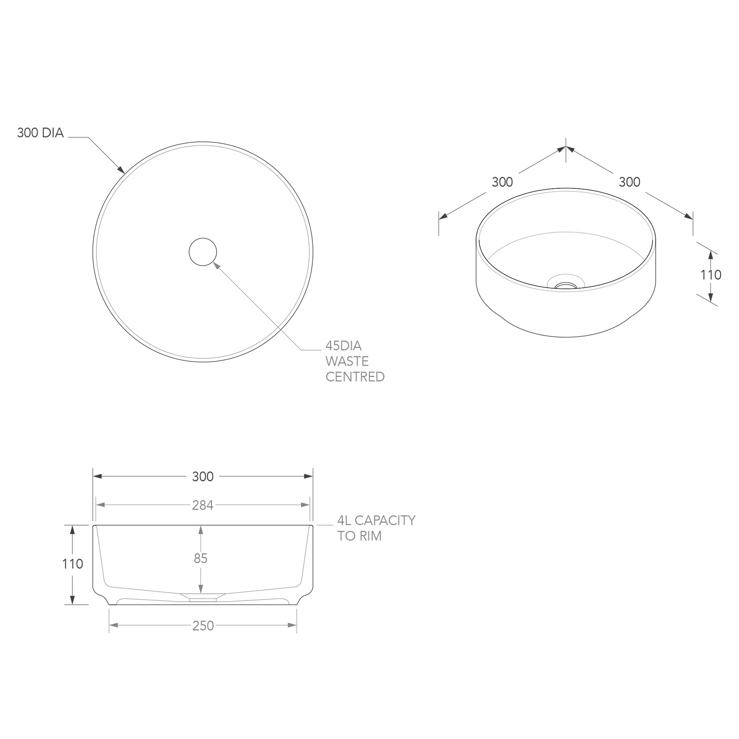 Maggie Mini Round Ceramic Basin 300mm - Image 3