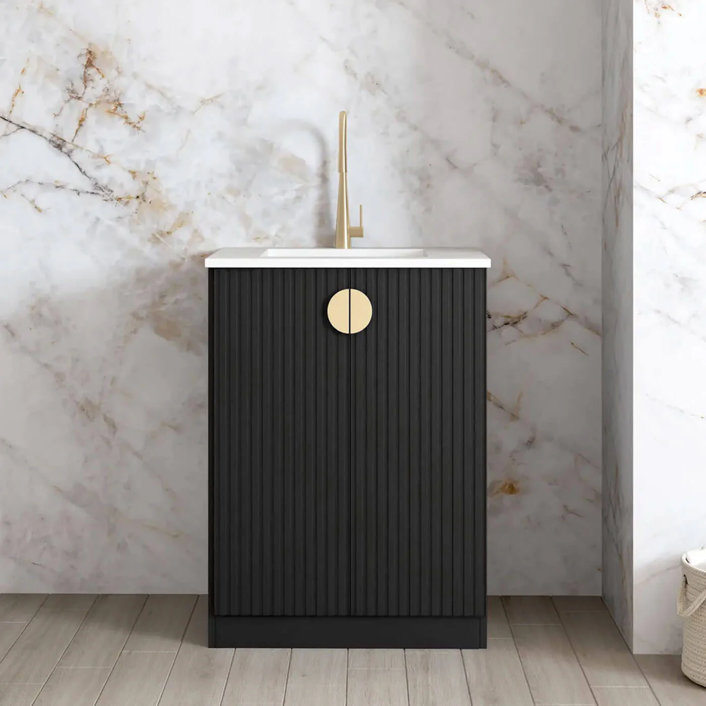 Marlo Fluted Mini Laundry Cabinet Set 650mm - Image 2