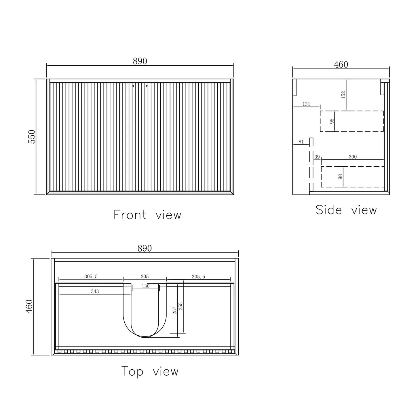 Marlo Fluted Wave Soft Close Wall Hung Vanity - Image 9