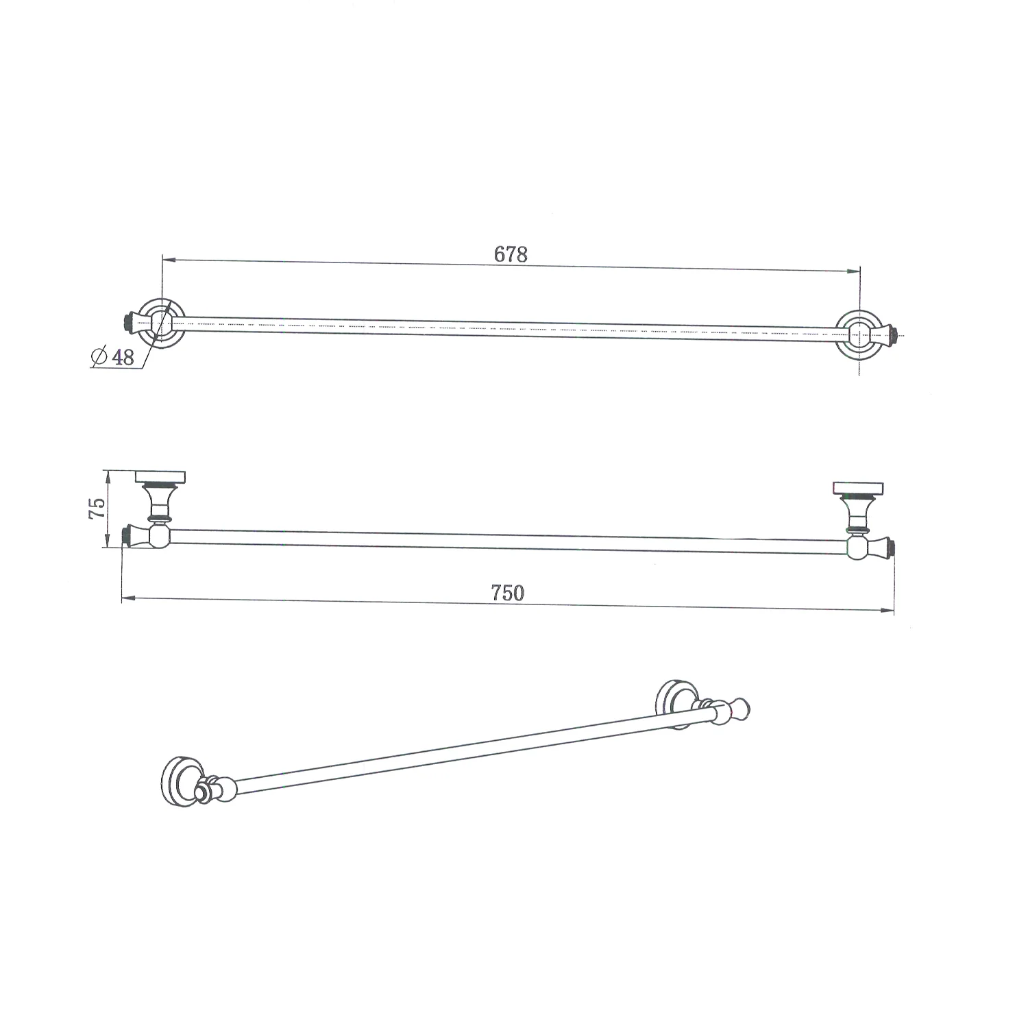 Medoc Round Single Towel Rail - Image 6